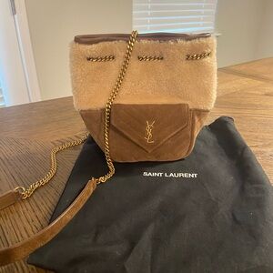 YSL Nano Bucket Suede bag with Shearling details